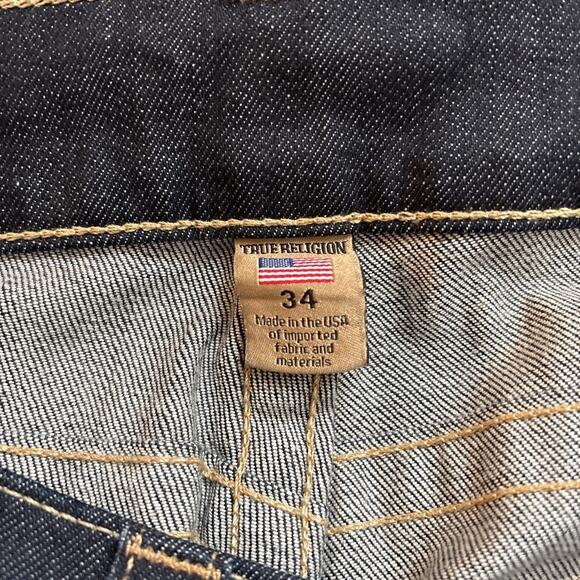 True Religion Geno Flap Relaxed Slim Fit Jeans Denim 34x34 Stretch Dark Wash - Picture 6 of 13